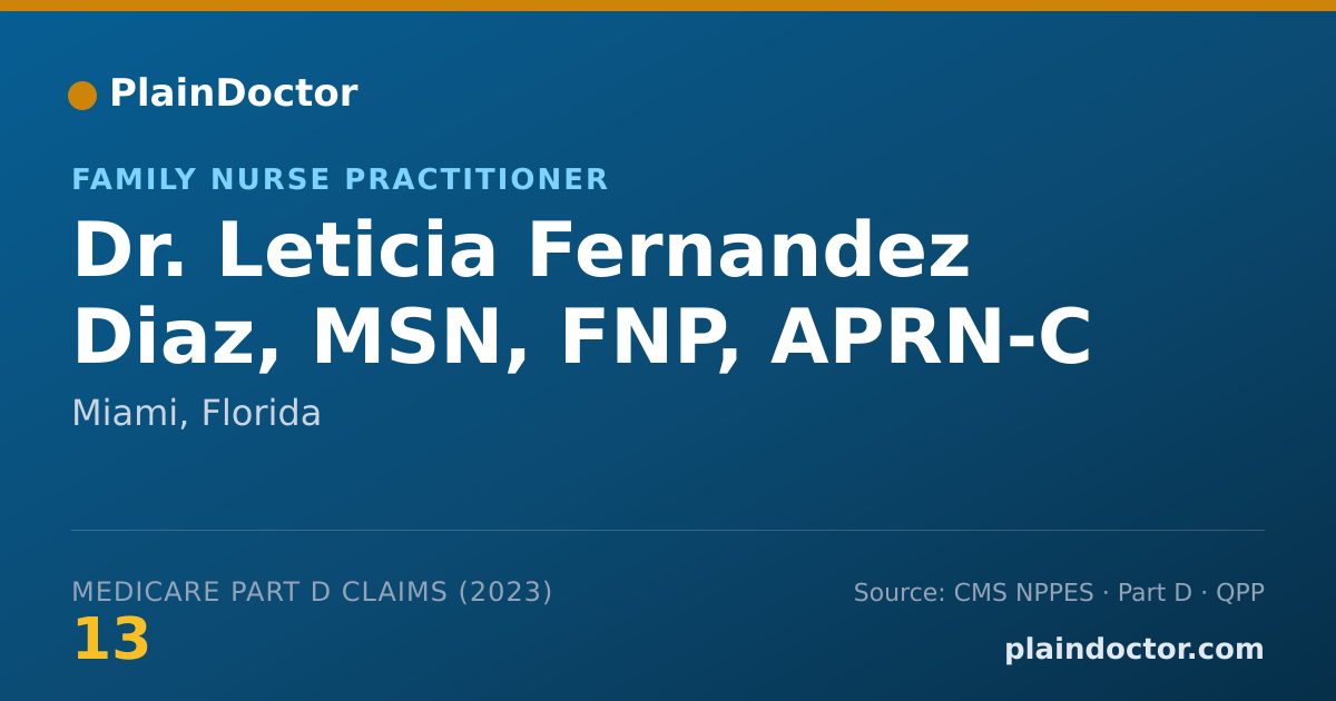 Shareable card for Leticia Fernandez Diaz, MSN, FNP, APRN-C - Family Nurse Practitioner, Miami, FL