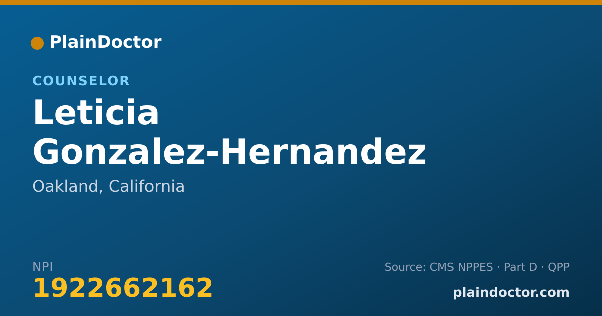 Shareable card for Leticia Gonzalez-Hernandez - Counselor, Oakland, CA