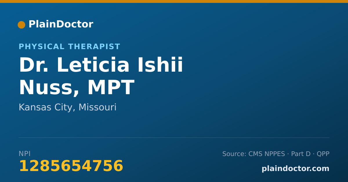 Shareable card for Leticia Ishii Nuss, MPT - Physical Therapist, Kansas City, MO