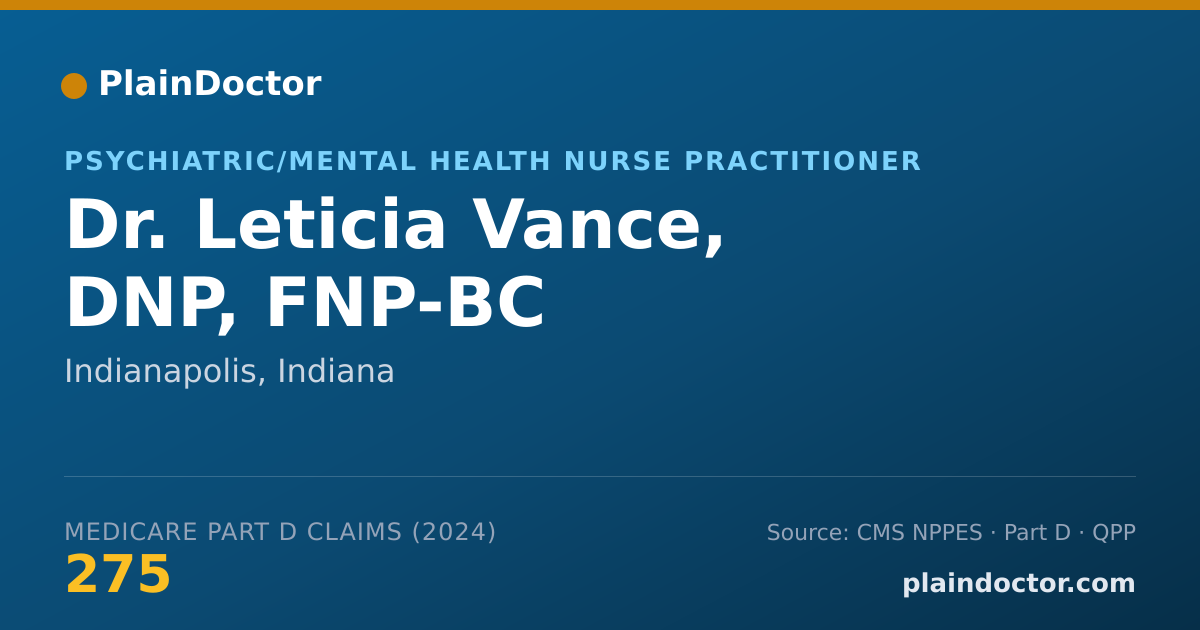 Shareable card for Leticia Vance, DNP, FNP-BC - Psychiatric/Mental Health Nurse Practitioner, Indianapolis, IN