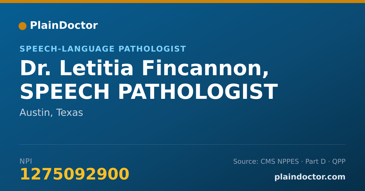 Shareable card for Letitia Fincannon, SPEECH PATHOLOGIST - Speech-Language Pathologist, Austin, TX
