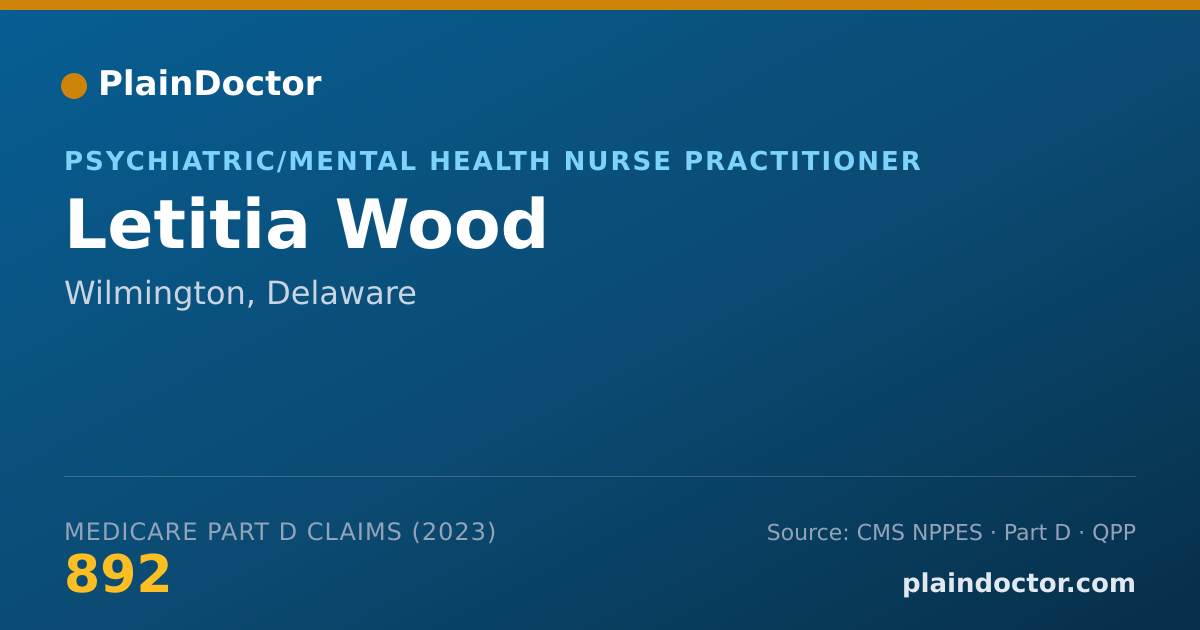 Shareable card for Letitia Wood - Psychiatric/Mental Health Nurse Practitioner, Wilmington, DE