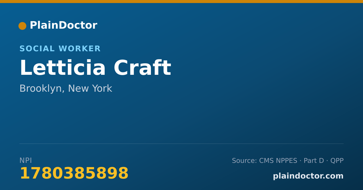 Shareable card for Letticia Craft - Social Worker, Brooklyn, NY