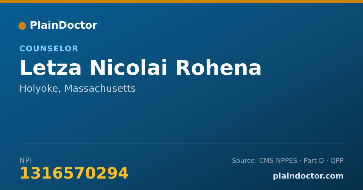 Shareable card for Letza Nicolai Rohena - Counselor, Holyoke, MA