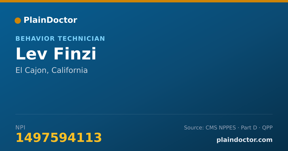 Shareable card for Lev Finzi - Behavior Technician, El Cajon, CA