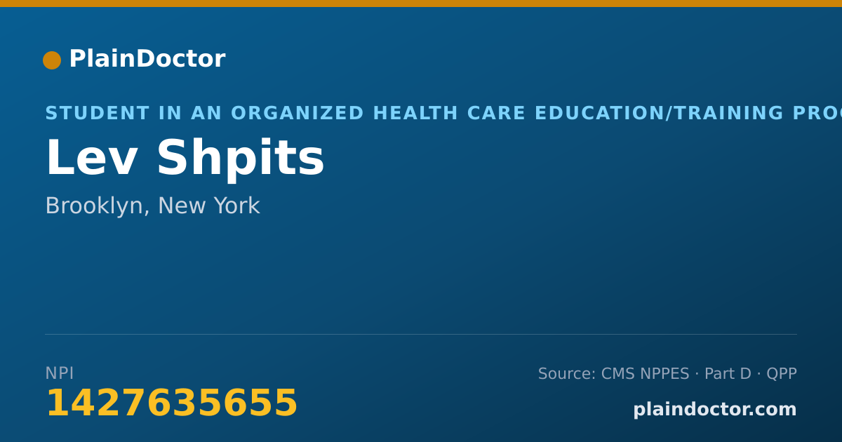 Shareable card for Lev Shpits - Student in an Organized Health Care Education/Training Program, Brooklyn, NY