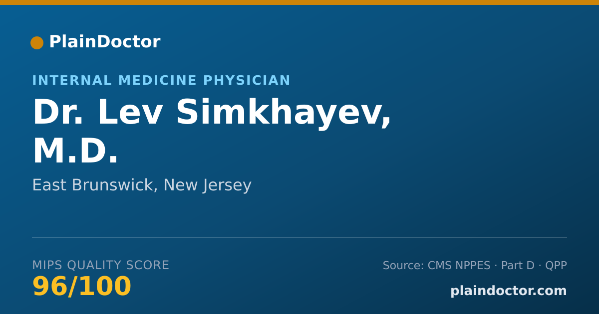 Shareable card for Lev Simkhayev, M.D. - Internal Medicine Physician, East Brunswick, NJ