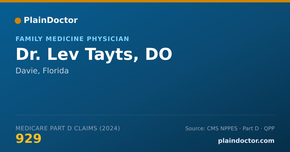 Shareable card for Lev Tayts, DO - Family Medicine Physician, Davie, FL