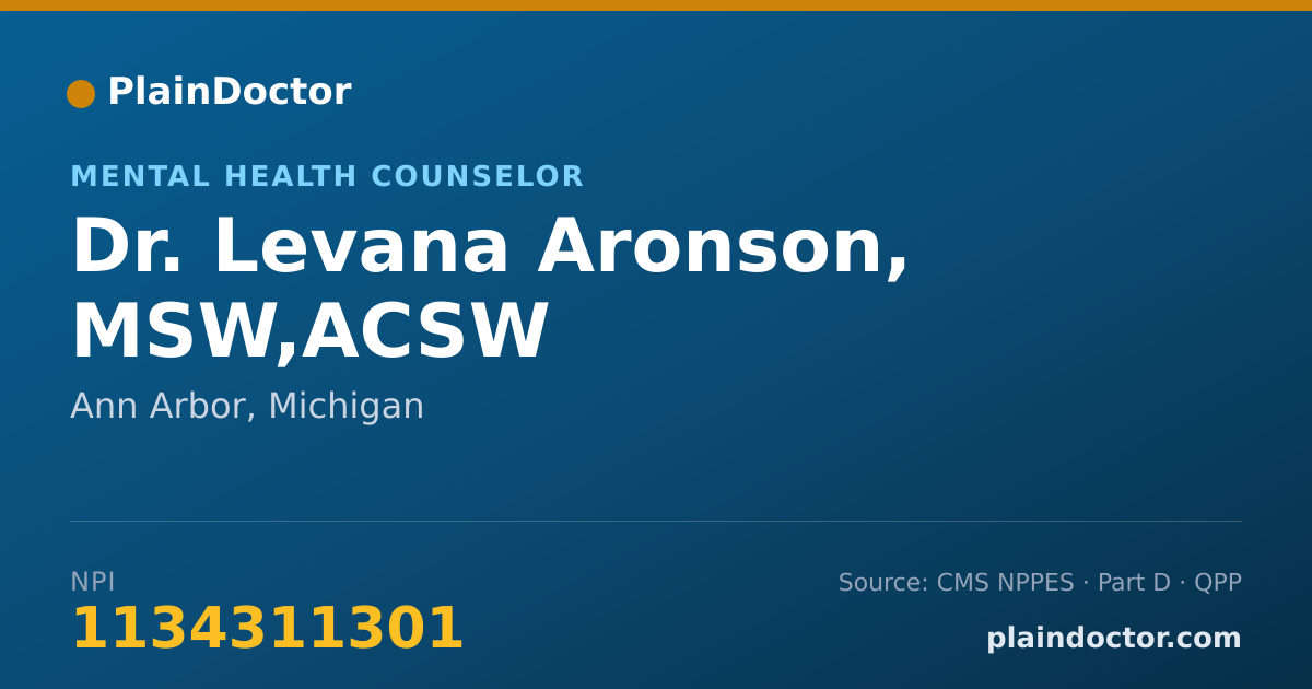 Shareable card for Levana Aronson, MSW,ACSW - Mental Health Counselor, Ann Arbor, MI