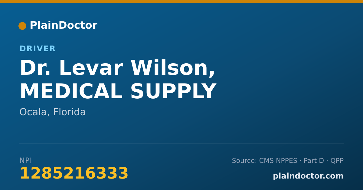 Shareable card for Levar Wilson, MEDICAL SUPPLY - Driver, Ocala, FL