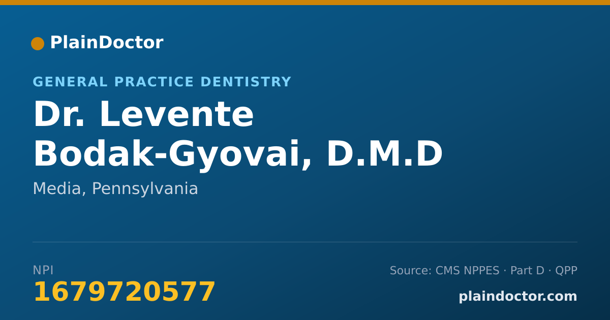 Shareable card for Levente Bodak-Gyovai, D.M.D - General Practice Dentistry, Media, PA