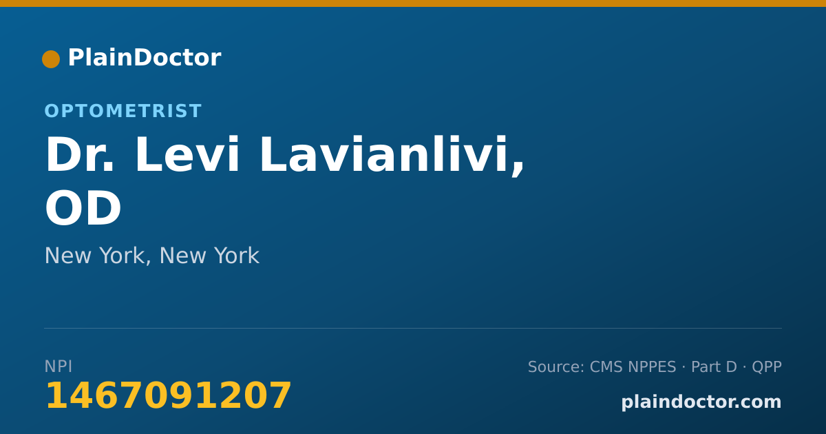 Shareable card for Levi Lavianlivi, OD - Optometrist, New York, NY