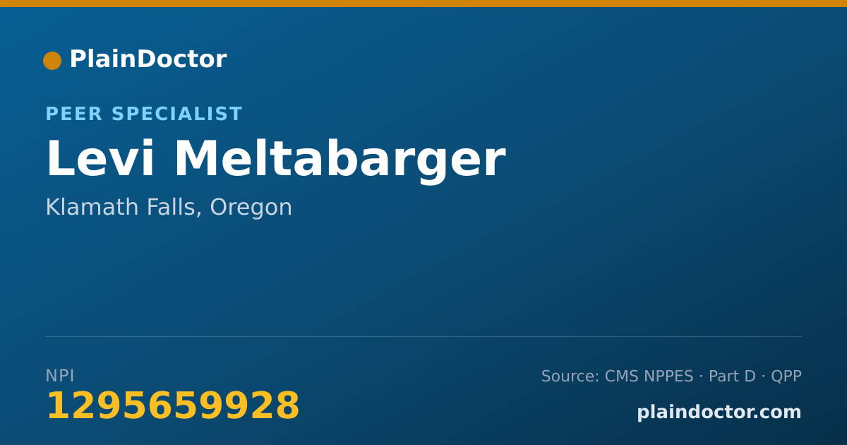 Shareable card for Levi Meltabarger - Peer Specialist, Klamath Falls, OR
