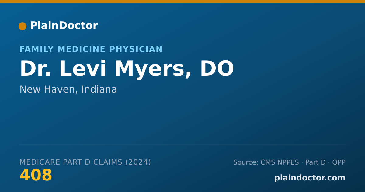 Shareable card for Levi Myers, DO - Family Medicine Physician, New Haven, IN