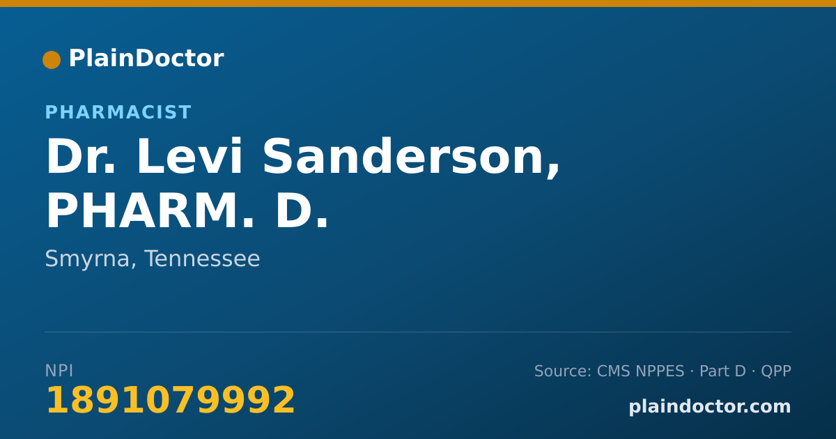 Shareable card for Levi Sanderson, PHARM. D. - Pharmacist, Smyrna, TN