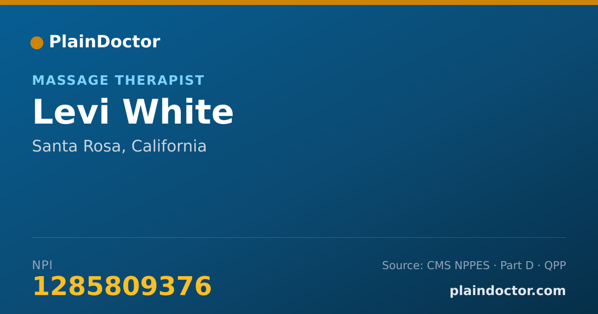 Shareable card for Levi White - Massage Therapist, Santa Rosa, CA