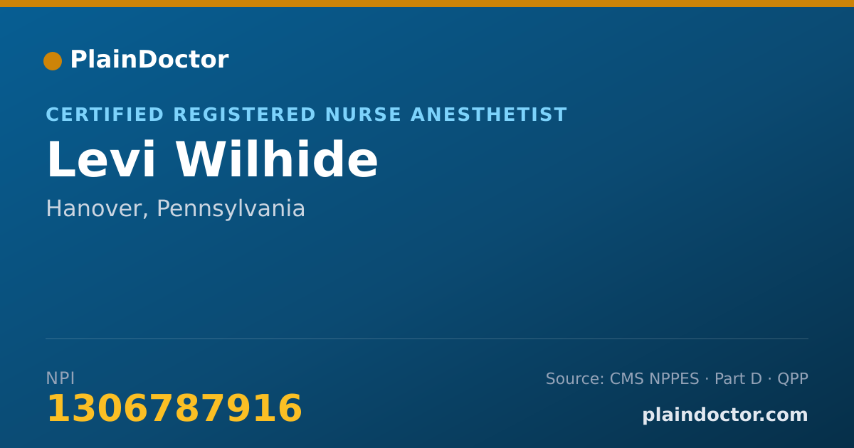 Shareable card for Levi Wilhide - Certified Registered Nurse Anesthetist, Hanover, PA