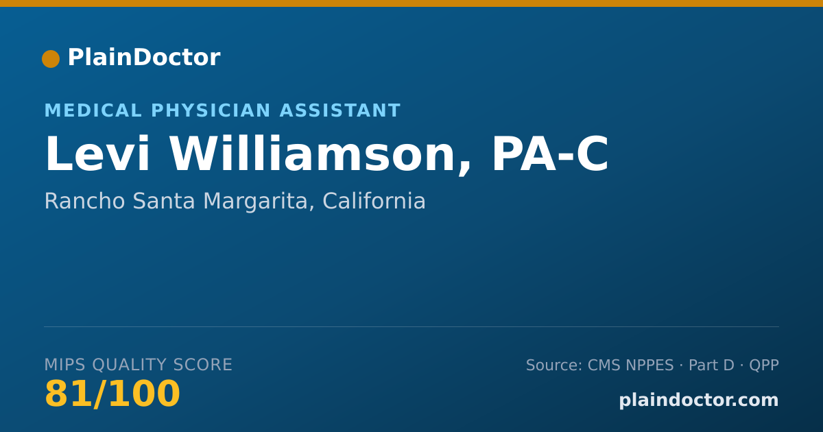 Shareable card for Levi Williamson, PA-C - Physician Assistant, Rancho Santa Margarita, CA
