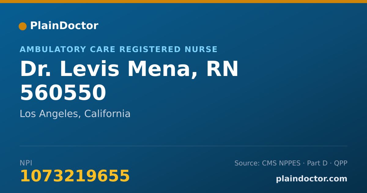 Shareable card for Levis Mena, RN 560550 - Ambulatory Care Registered Nurse, Los Angeles, CA