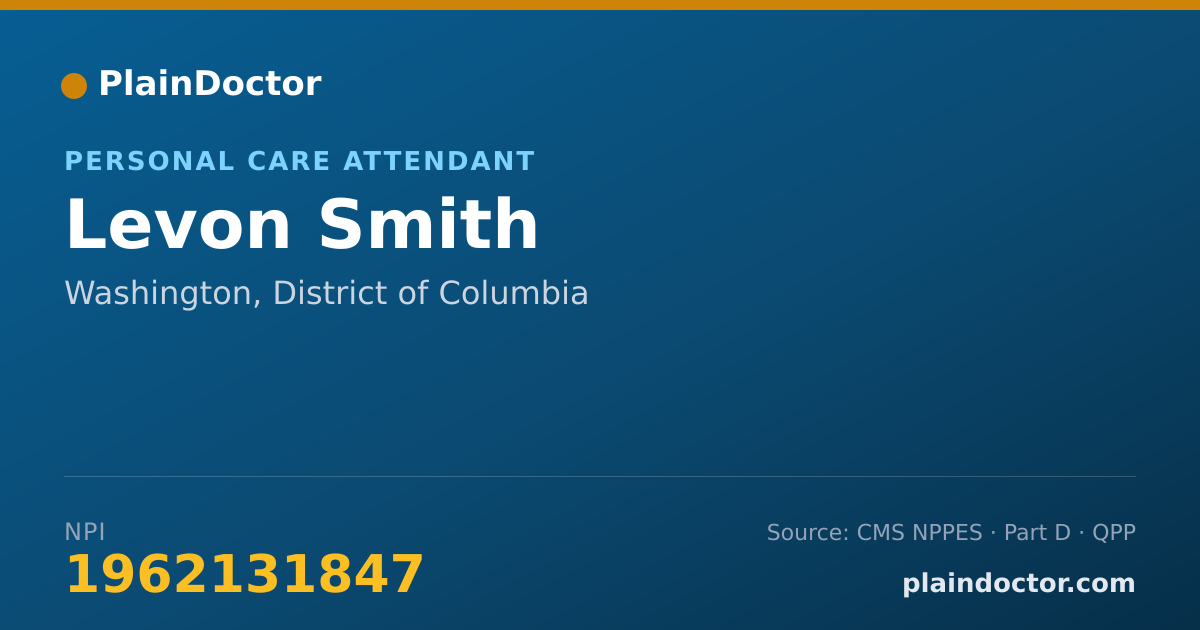 Shareable card for Levon Smith - Personal Care Attendant, Washington, DC