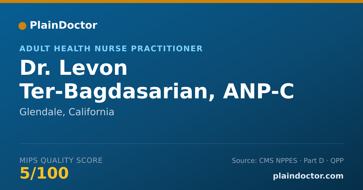 Shareable card for Levon Ter-Bagdasarian, ANP-C - Adult Health Nurse Practitioner, Glendale, CA