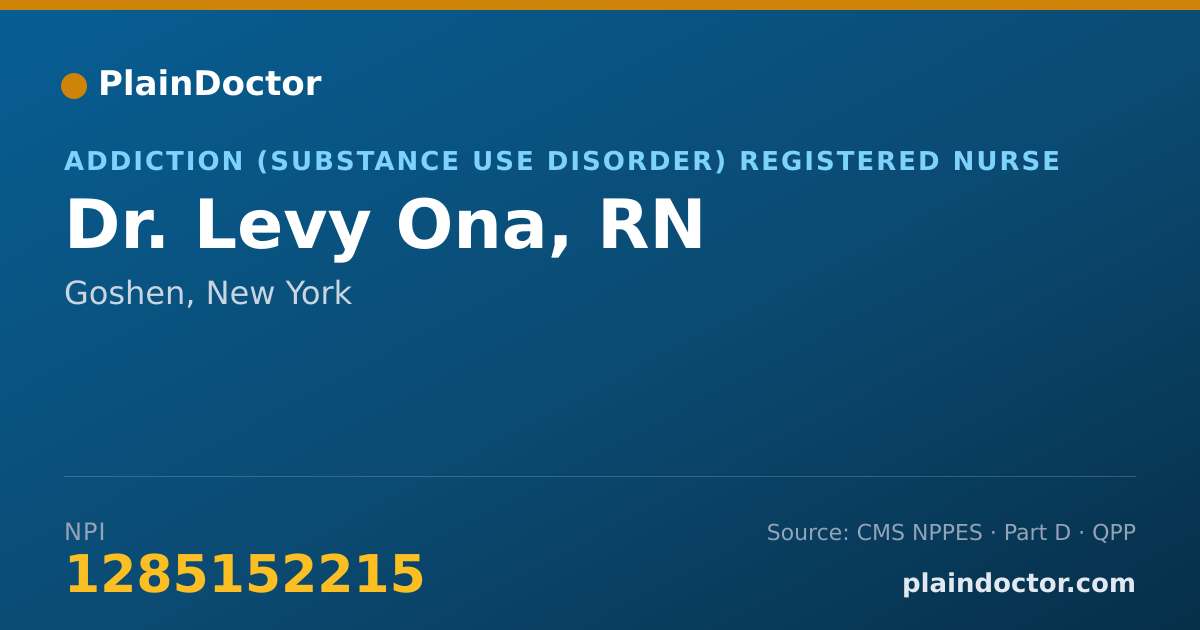 Shareable card for Levy Ona, RN - Addiction (Substance Use Disorder) Registered Nurse, Goshen, NY