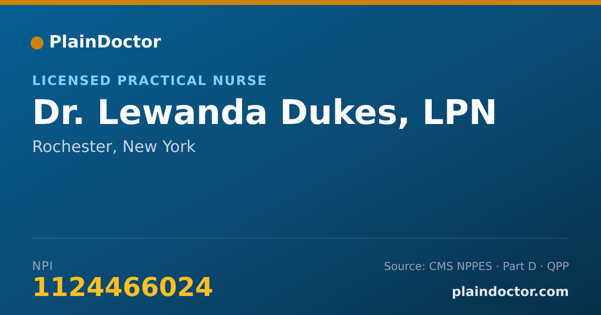 Shareable card for Lewanda Dukes, LPN - Licensed Practical Nurse, Rochester, NY