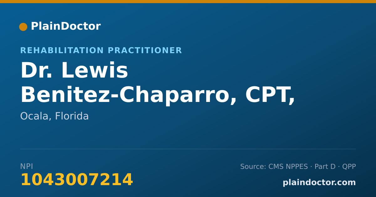 Shareable card for Lewis Benitez-Chaparro, CPT, CES - Rehabilitation Practitioner, Ocala, FL
