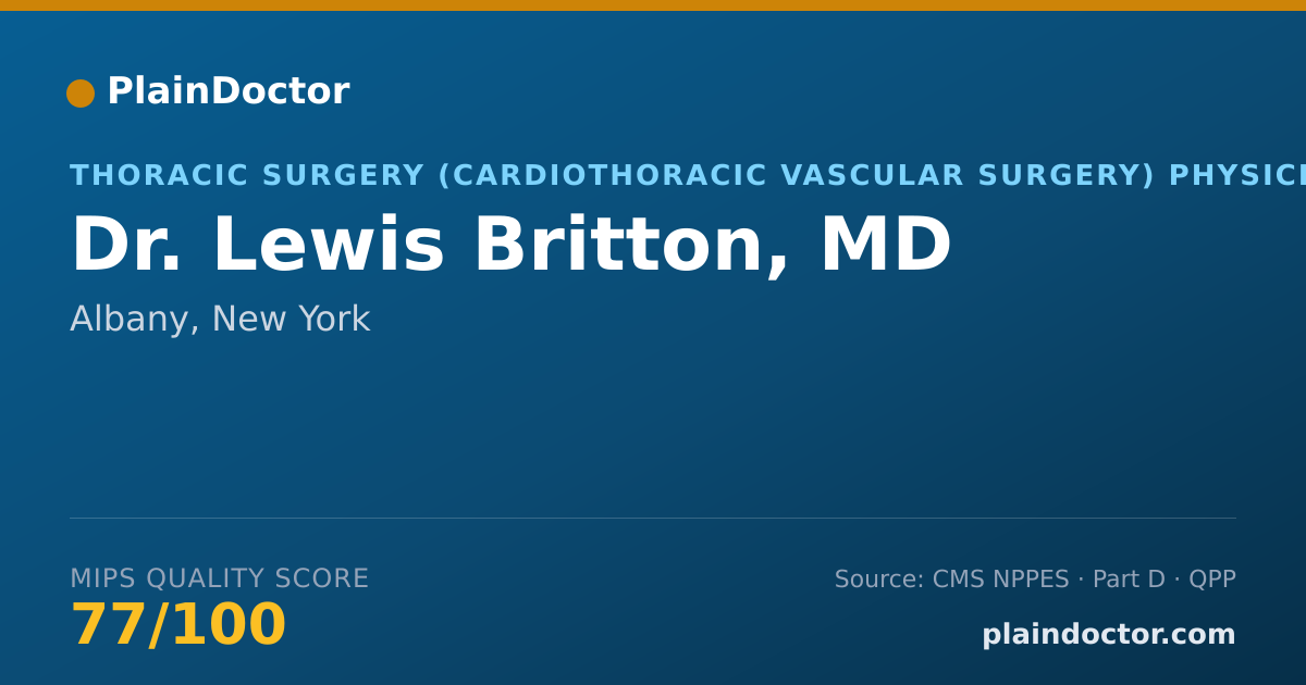 Shareable card for Lewis Britton, MD - Thoracic Surgery (Cardiothoracic Vascular Surgery) Physician, Albany, NY