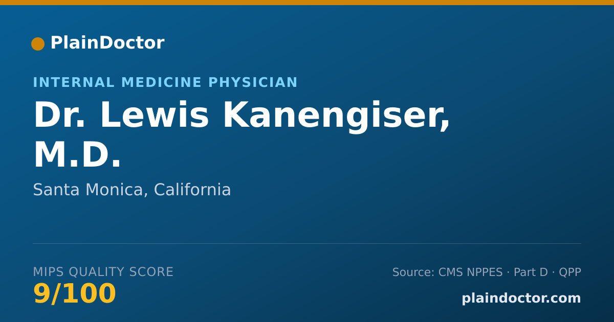 Shareable card for Lewis Kanengiser, M.D. - Internal Medicine Physician, Santa Monica, CA