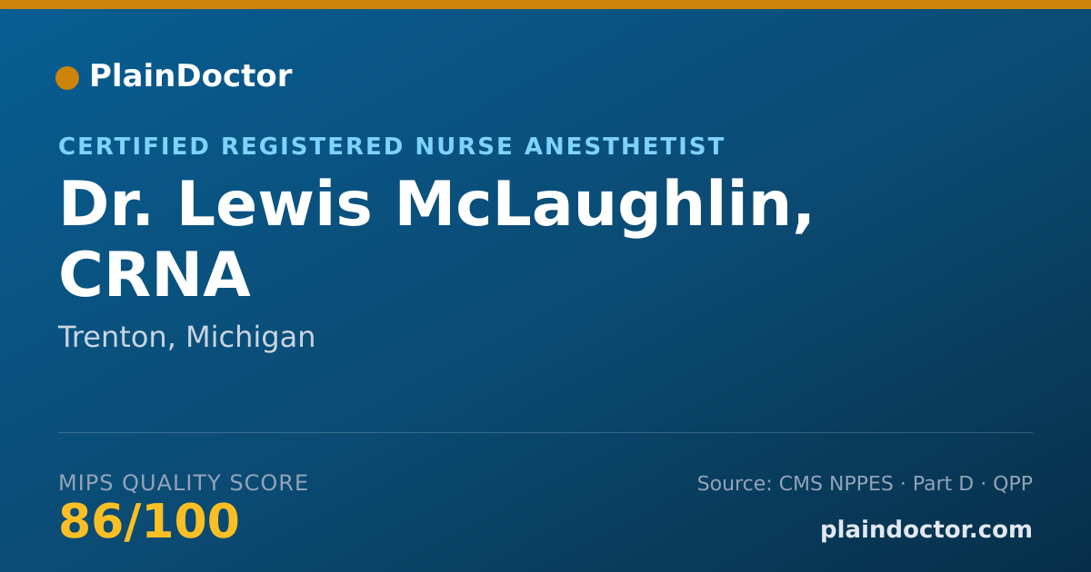 Shareable card for Lewis McLaughlin, CRNA - Certified Registered Nurse Anesthetist, Trenton, MI