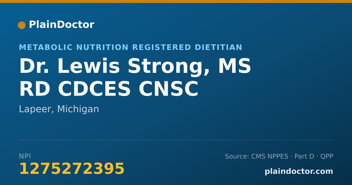Shareable card for Lewis Strong, MS RD CDCES CNSC - Metabolic Nutrition Registered Dietitian, Lapeer, MI