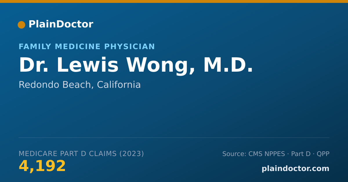 Shareable card for Lewis Wong, M.D. - Family Medicine Physician, Redondo Beach, CA