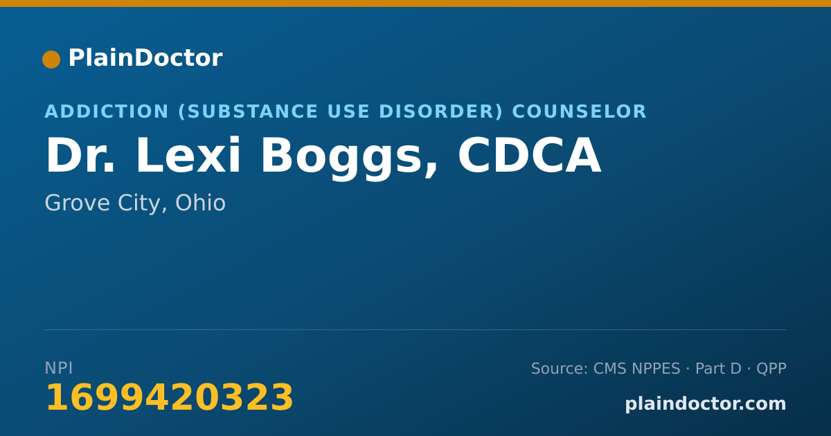 Shareable card for Lexi Boggs, CDCA - Addiction (Substance Use Disorder) Counselor, Grove City, OH