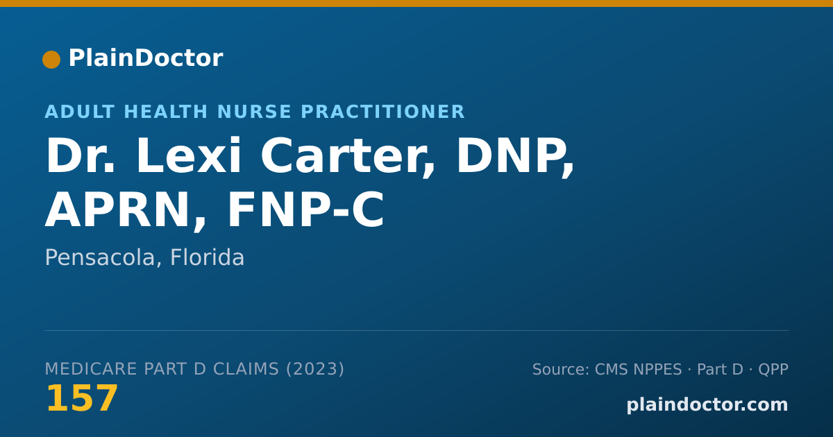 Shareable card for Lexi Carter, DNP, APRN, FNP-C - Adult Health Nurse Practitioner, Pensacola, FL