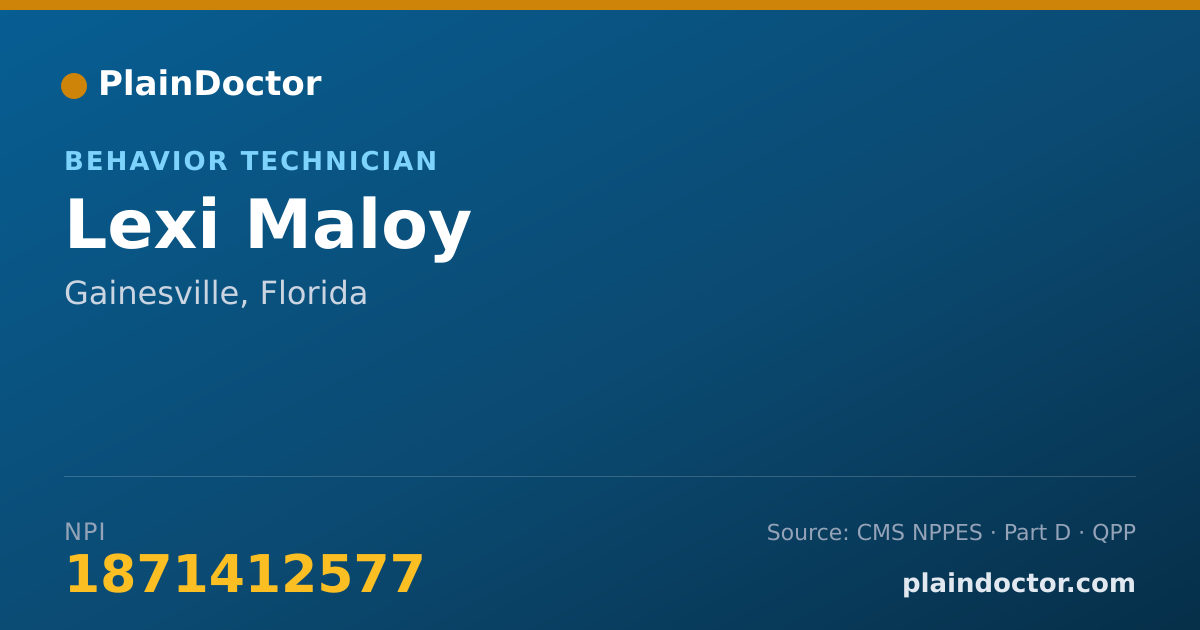 Shareable card for Lexi Maloy - Behavior Technician, Gainesville, FL