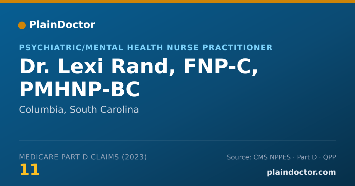 Shareable card for Lexi Rand, FNP-C, PMHNP-BC - Psychiatric/Mental Health Nurse Practitioner, Columbia, SC