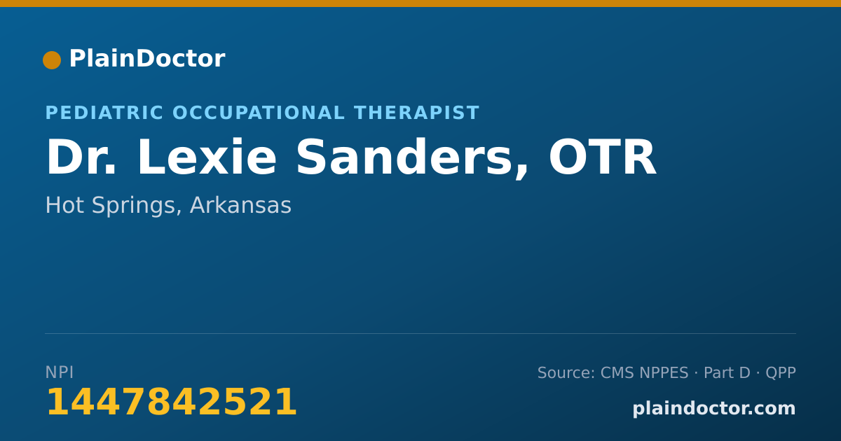 Shareable card for Lexie Sanders, OTR - Pediatric Occupational Therapist, Hot Springs, AR