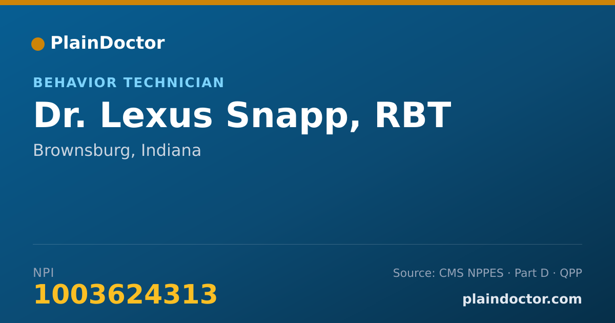 Shareable card for Lexus Snapp, RBT - Behavior Technician, Brownsburg, IN