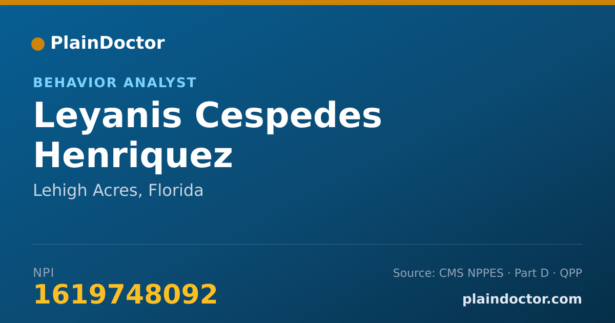 Shareable card for Leyanis Cespedes Henriquez - Behavior Analyst, Lehigh Acres, FL