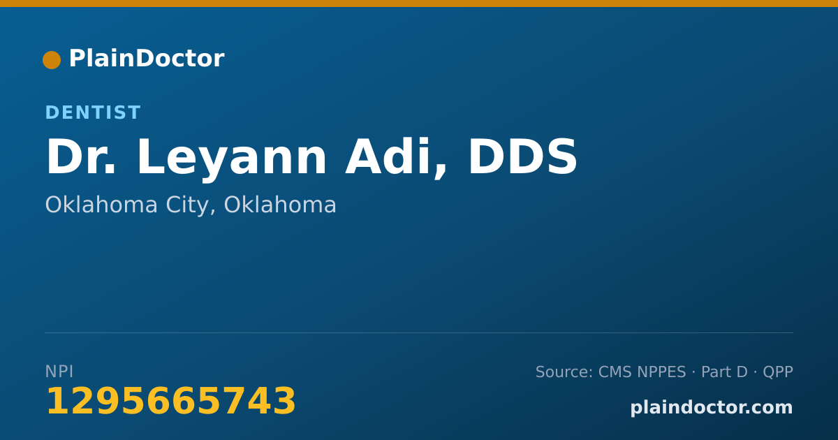 Shareable card for Leyann Adi, DDS - Dentist, Oklahoma City, OK