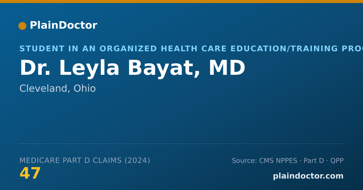 Shareable card for Leyla Bayat, MD - Student in an Organized Health Care Education/Training Program, Cleveland, OH