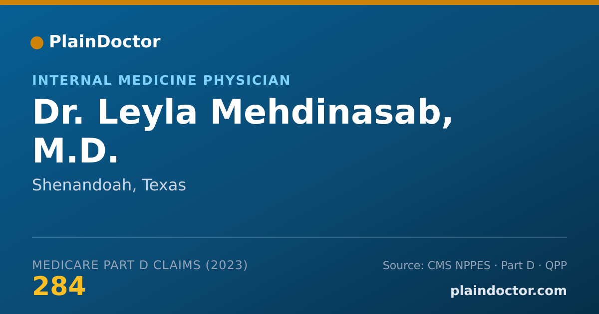 Shareable card for Leyla Mehdinasab, M.D. - Internal Medicine Physician, Shenandoah, TX