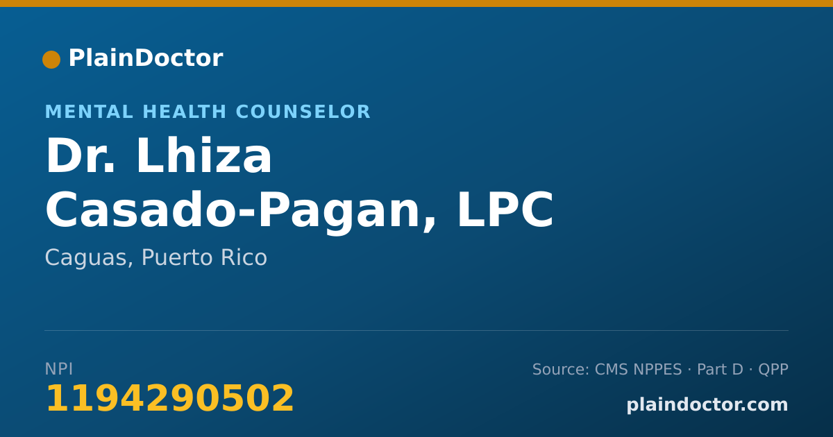 Shareable card for Lhiza Casado-Pagan, LPC - Mental Health Counselor, Caguas, PR