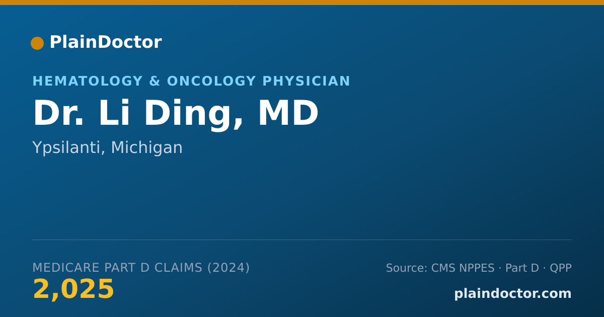 Shareable card for Li Ding, MD - Hematology & Oncology Physician, Ypsilanti, MI