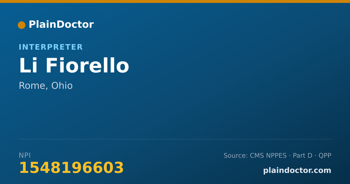 Shareable card for Li Fiorello - Interpreter, Rome, OH