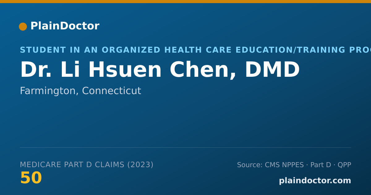 Shareable card for Li Hsuen Chen, DMD - Student in an Organized Health Care Education/Training Program, Farmington, CT