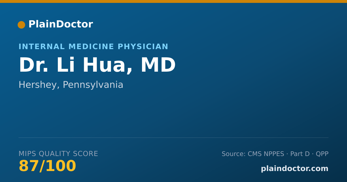 Shareable card for Li Hua, MD - Internal Medicine Physician, Hershey, PA