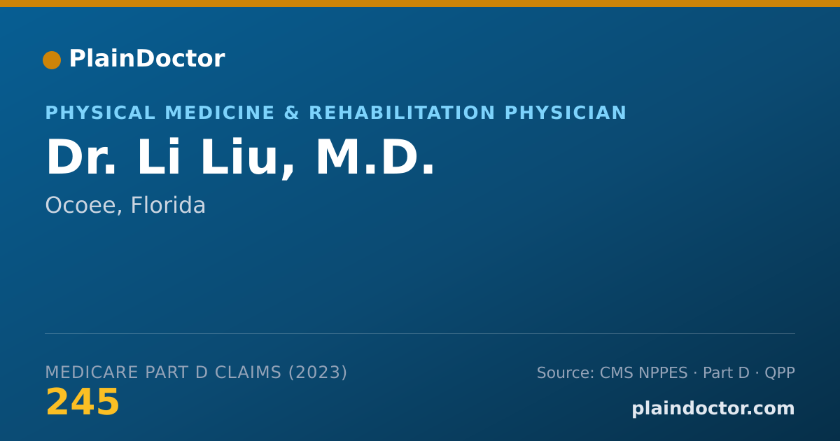 Shareable card for Li Liu, M.D. - Physical Medicine & Rehabilitation Physician, Ocoee, FL