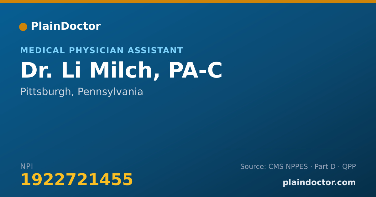 Shareable card for Li Milch, PA-C - Medical Physician Assistant, Pittsburgh, PA